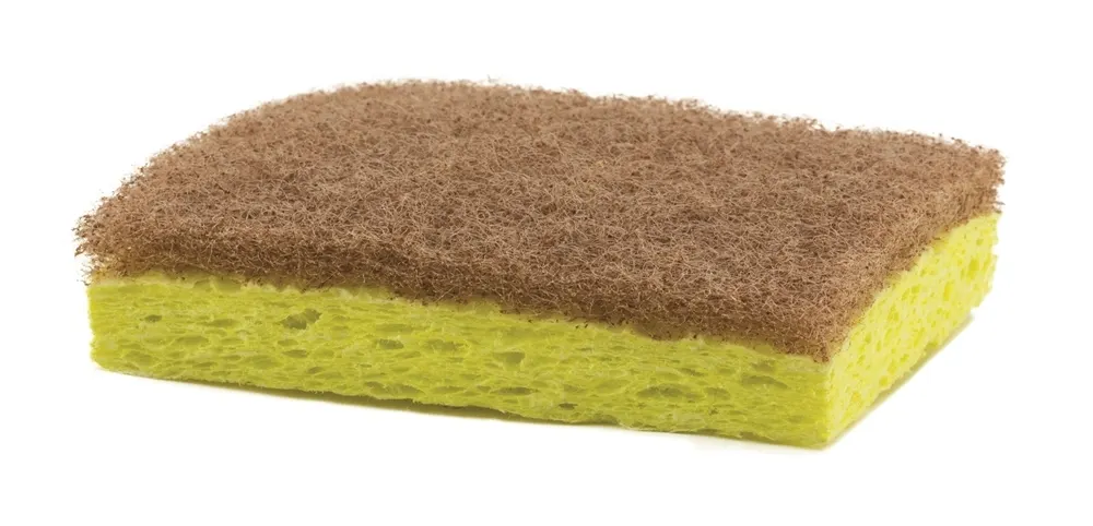 Sponge with Natural Scrub Non-Scratch 3x3 (Wrapped), Brown 1