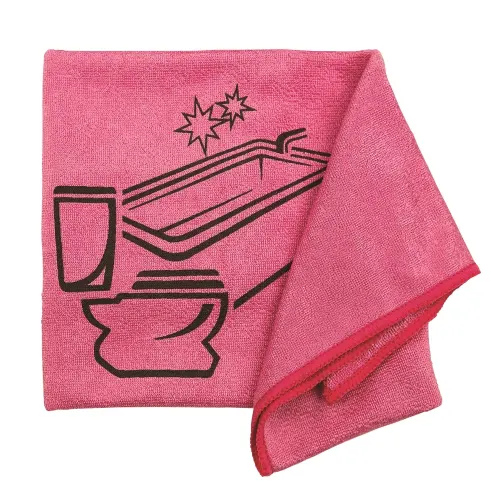 Microfiber Cloths Printed, Used for Bathroom Cleaning, 16x16 Pink