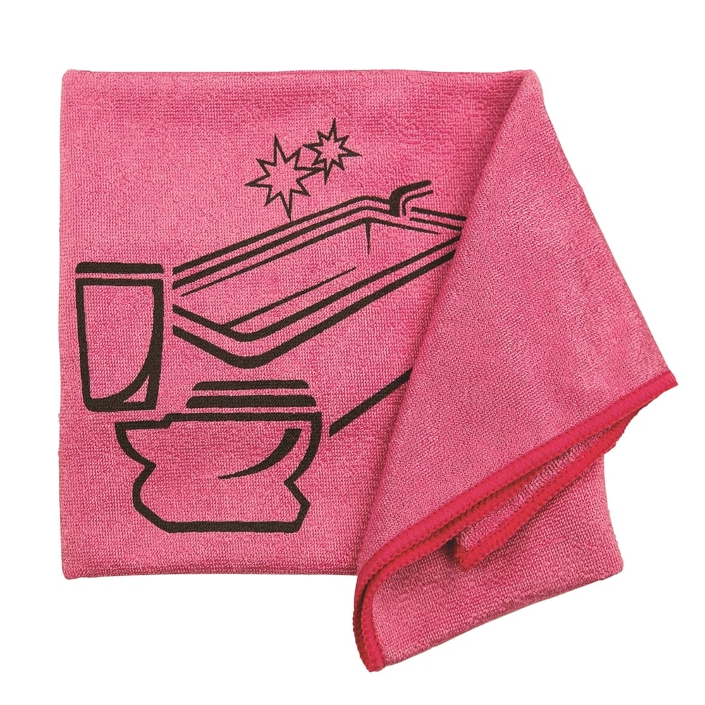 Microfiber Cloths Printed, Used for Bathroom Cleaning, 16x16 Pink 0