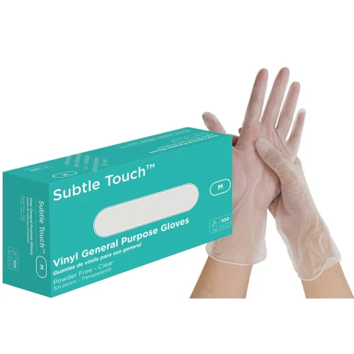 Subtle Touch Vinyl Gloves Powder Free, Clear, Medium