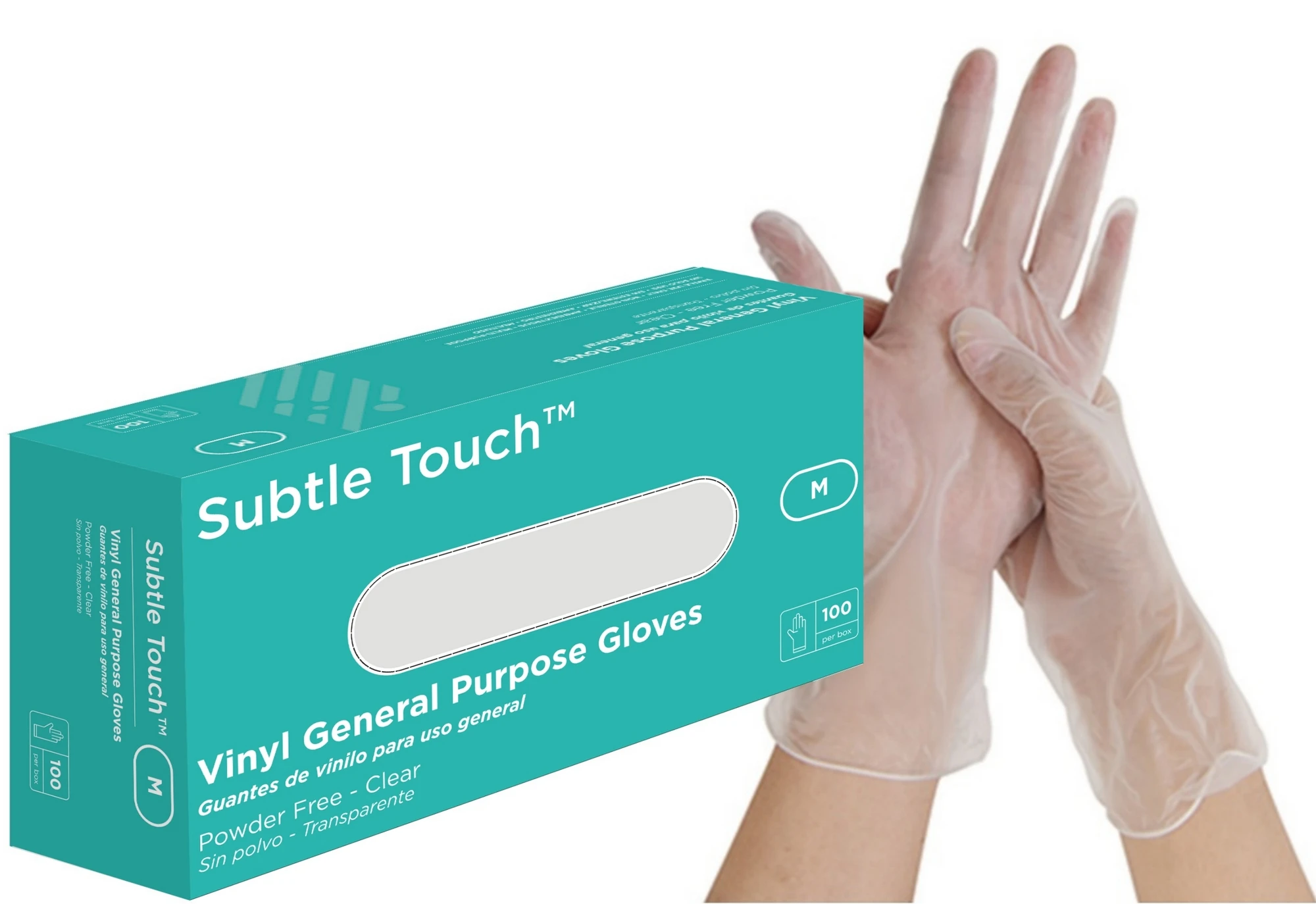 Subtle Touch Vinyl Gloves Powder Free, Clear, Medium 0
