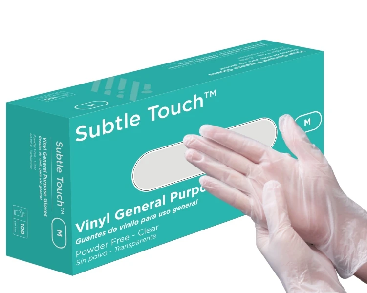 Subtle Touch Vinyl Gloves Powder Free, Clear, Medium 1