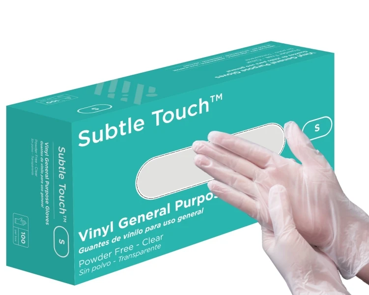Subtle Touch Vinyl Gloves Powder Free, Clear, Small 1