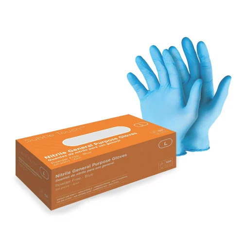 Subtle Touch Nitrile Gloves Powder Free, Blue, Large