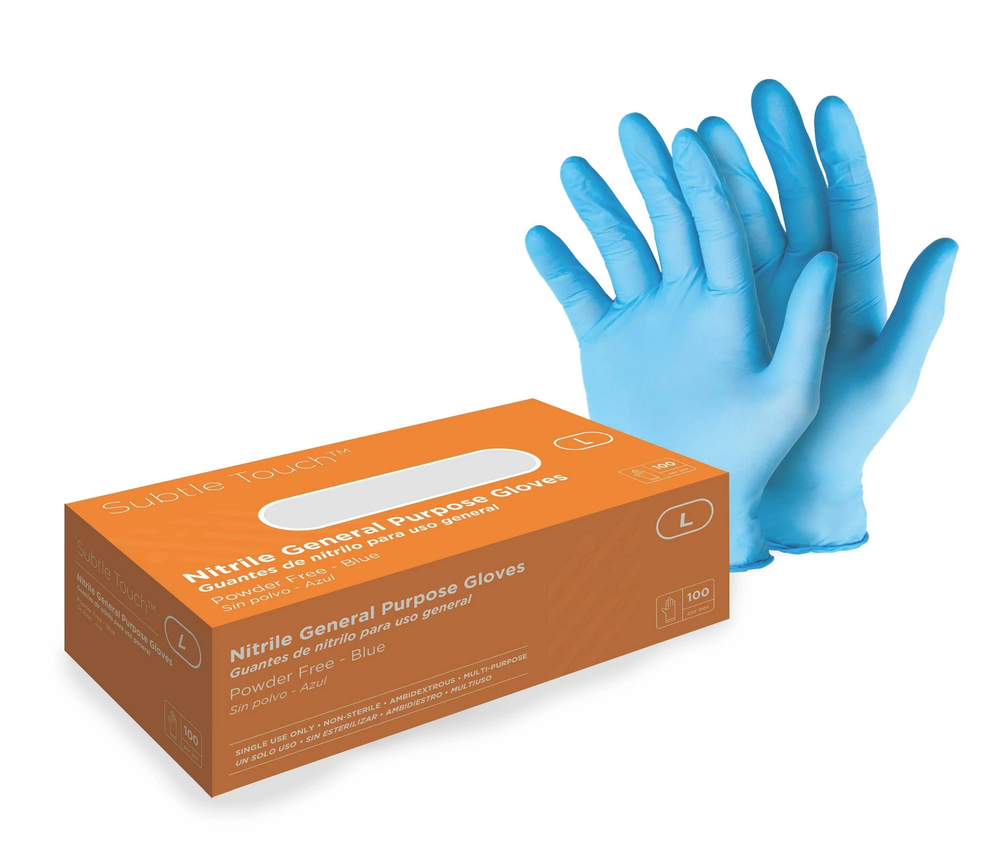 Subtle Touch Nitrile Gloves Powder Free, Blue, Large 0