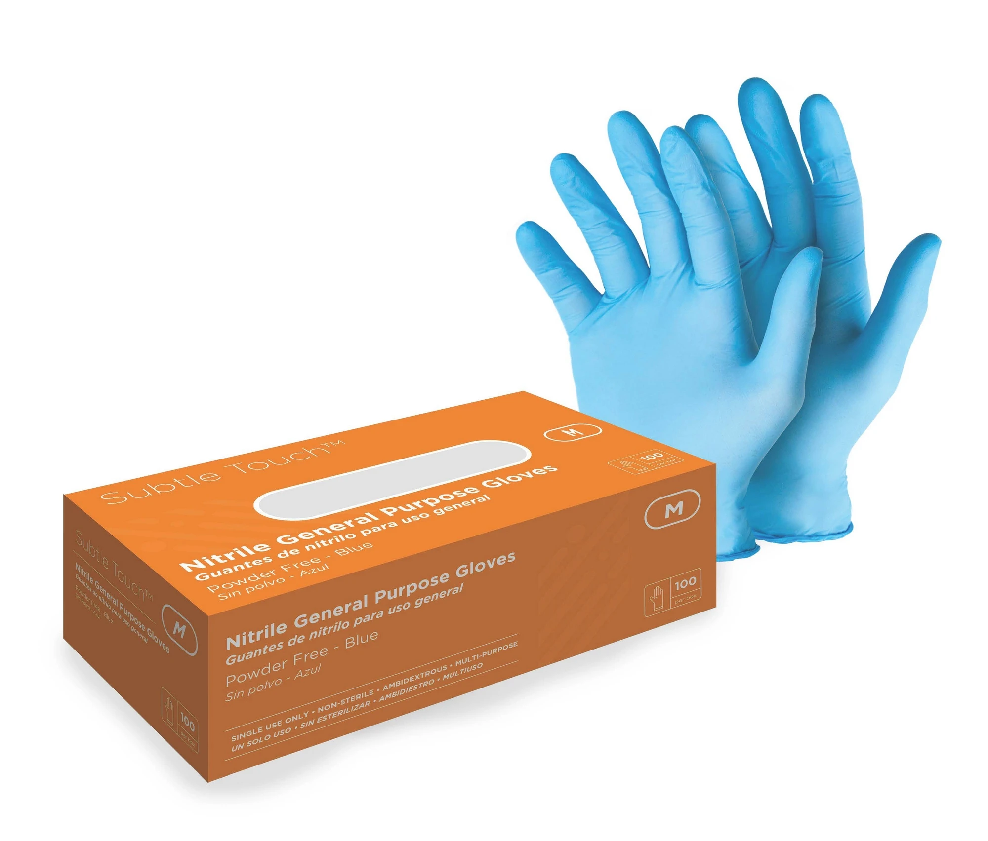 Subtle Touch Nitrile Gloves Powder Free, Blue, Medium 0