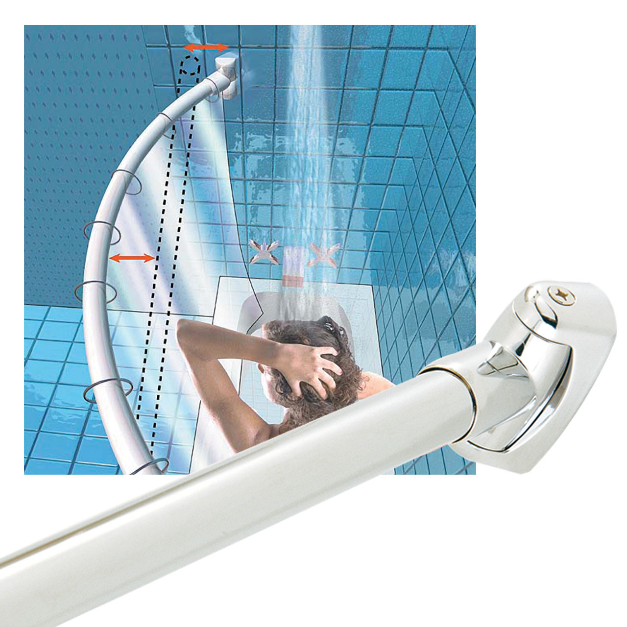 5' Stainless Steel Curved Shower Rod 0