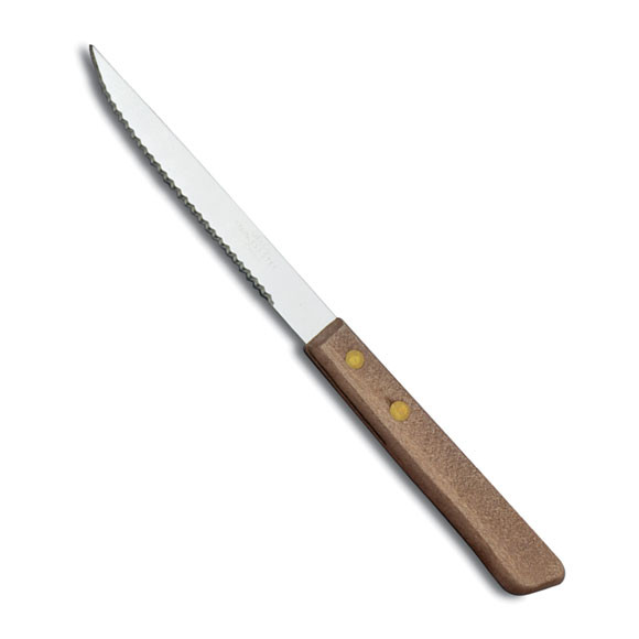 Steak Knife (4" Blade with Pointed Tip & Wooden Handle) - 1 Dozen 0