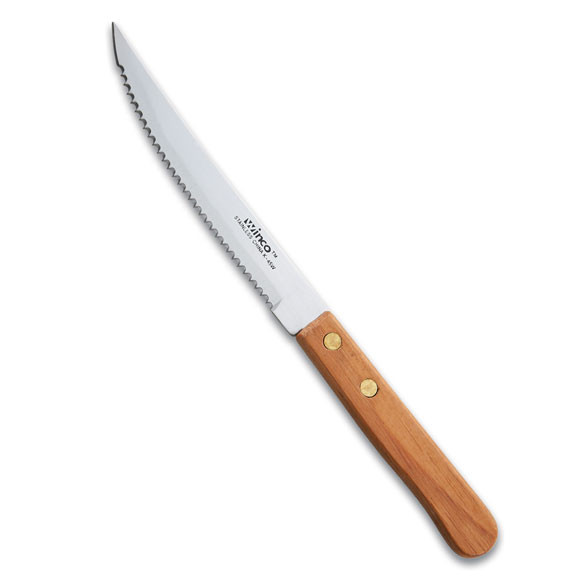 Steak Knife (4.5" Blade with Pointed Tip & Wooden Handle) - 1 Dozen 0