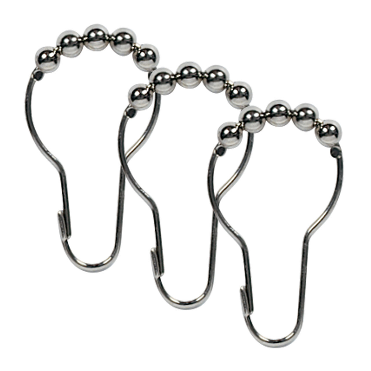 Snap Pin Shower Curtain Hooks with Rollers - 1 dz.