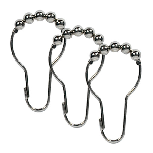 Snap Pin Shower Curtain Hooks with Rollers - 1 dz. 2
