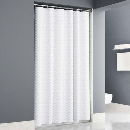 Satin Box White Shower Curtain - 72"W x 72"L - 12/ctn. 1