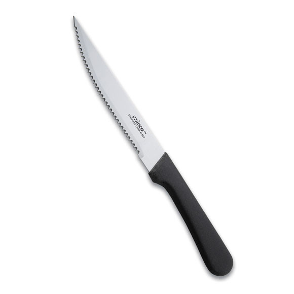 Steak Knife (5" Blade with Pointed Tip & Black Plastic Handle) - 1 Dozen 0