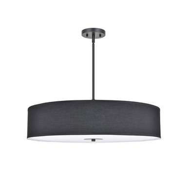 Sleep Inn Scenic Dreams Black Linen Drum Style Pendant - 27″ Diameter x 17"-53″ H