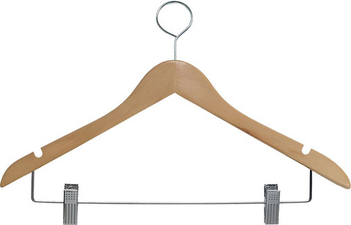 LodgMate Hardwood Hangers w/ Clips (Closed Hook - 2"Dia) - 100/cs. 0
