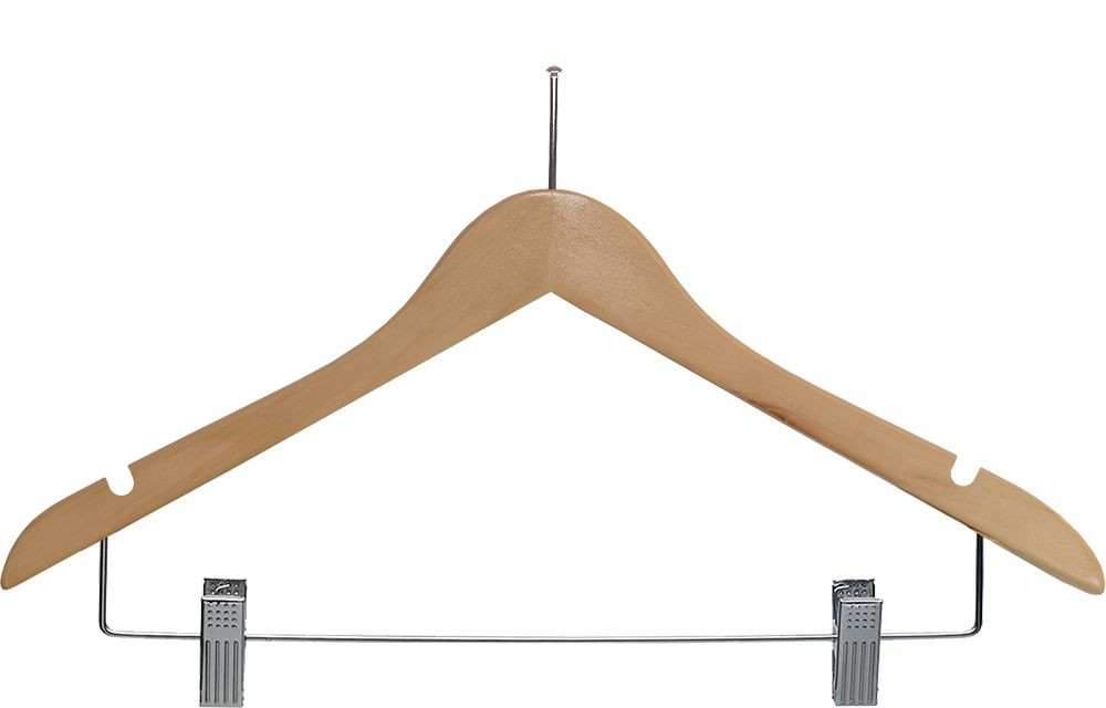 LodgMate Hardwood Hangers w/ Clips (Ball Top) - 100/cs.