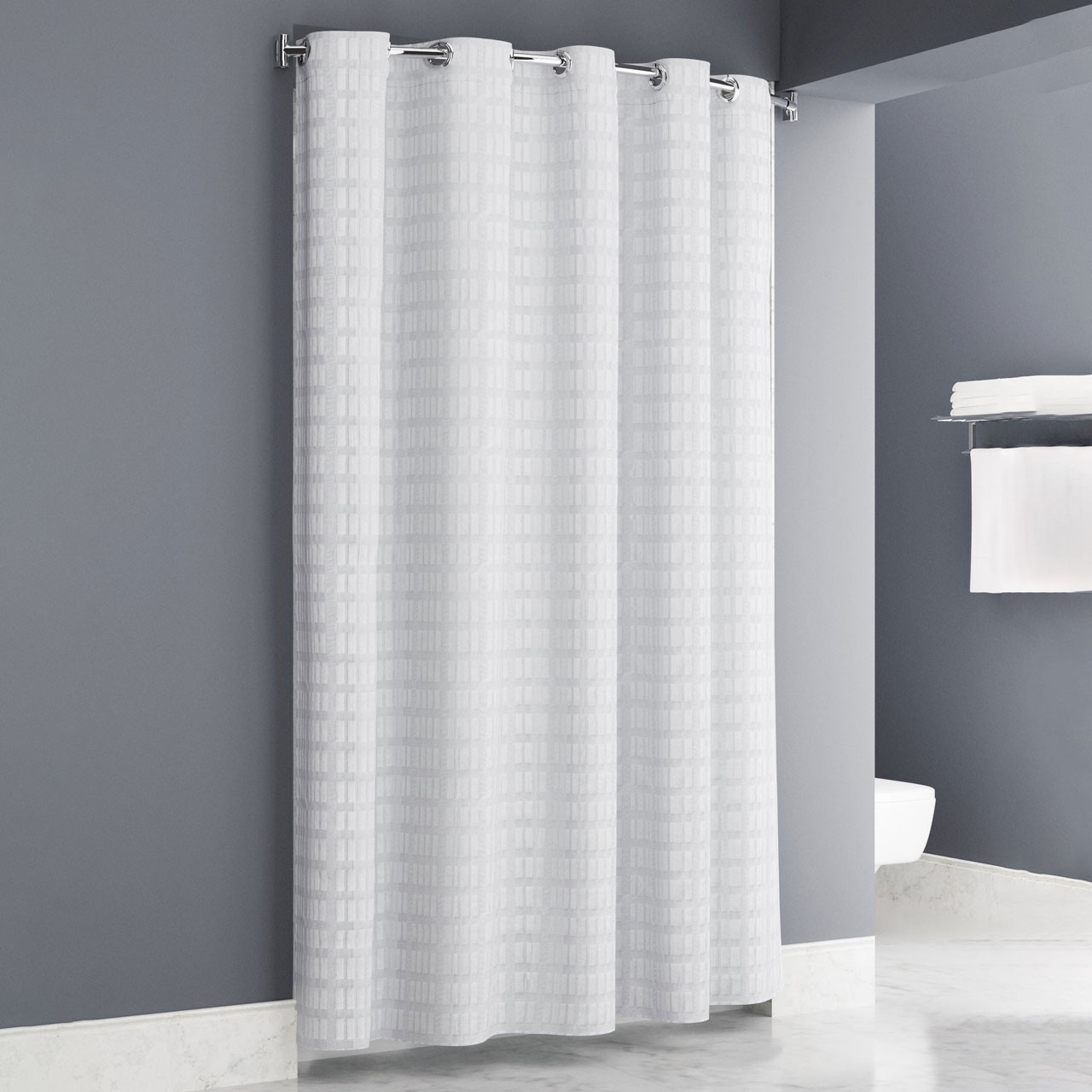 Enda Easy Hang White Shower Curtain - 71"W x 74"L - 12/ctn.