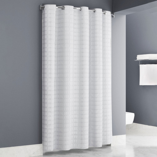 Enda Easy Hang White Shower Curtain - 71"W x 74"L - 12/ctn. 2