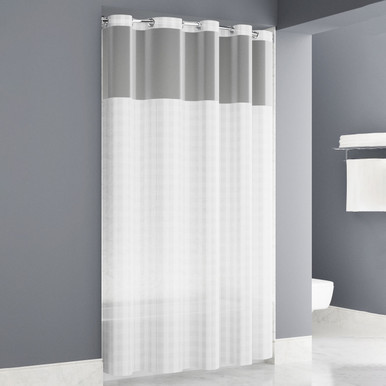 Inspire Frame Easy Hang White Shower Curtain w/ Window & Liner - 71"W x 77"L 0