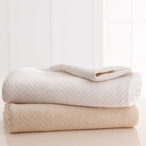 Grand Patrician Herringbone Cotton Blanket - Full 80" x 90" 0