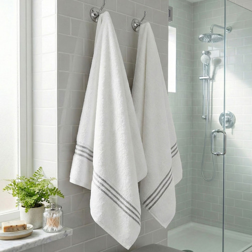 Geneva 30" x 60" White Bath Towel - 2/pk. 0