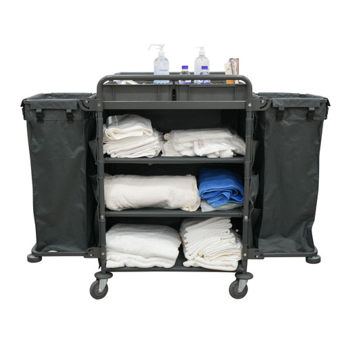 Metal Housekeeping Cart w/ Cloth Panels 0