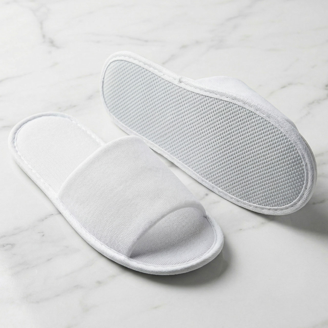11" White Open Toe Slippers - 50 pairs/cs. 3