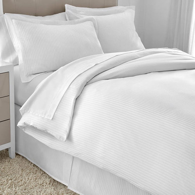 Millennium 250 ct. Striped White Duvet Cover - Queen 94" x 94"