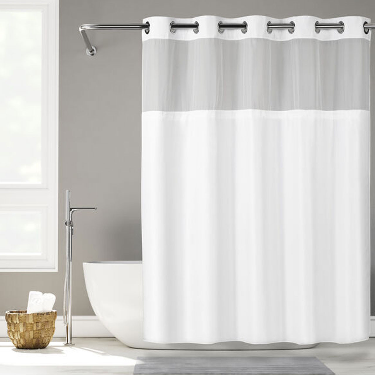 Plainweave Easy Hang White Shower Curtain - 71"W x 77"L - 12/ctn.