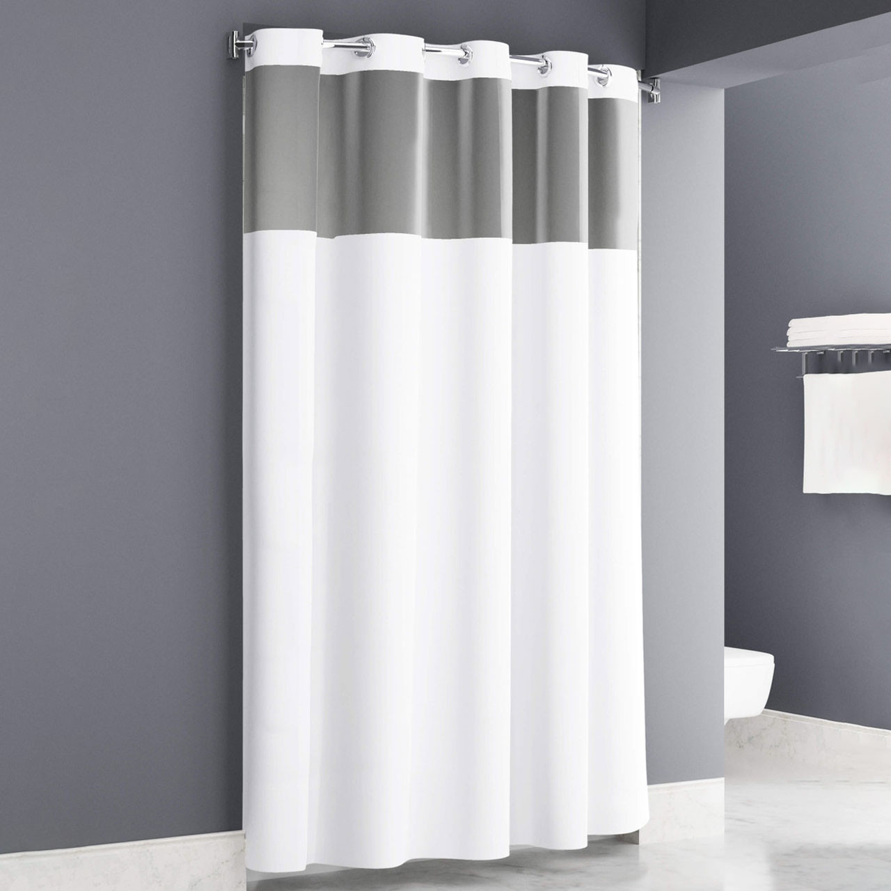 Plainweave Easy Hang White Shower Curtain - 71"W x 77"L - 12/ctn. 0
