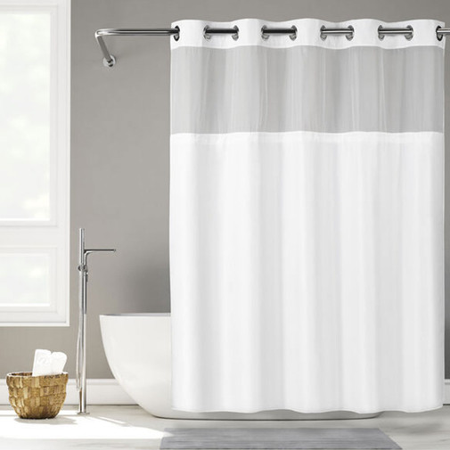 Plainweave Easy Hang White Shower Curtain - 71"W x 77"L - 12/ctn. 2