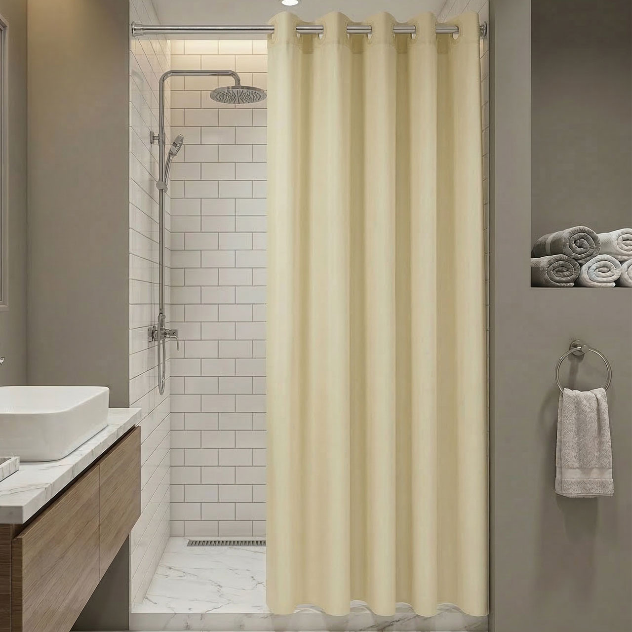 71" x 74" Pre-Hooked Poly Shower Curtain - 12/ctn. 0