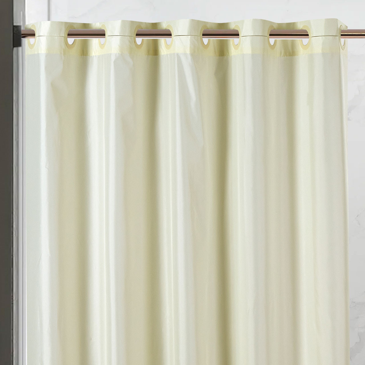71" x 74" Pre-Hooked Poly Shower Curtain - 12/ctn. 2