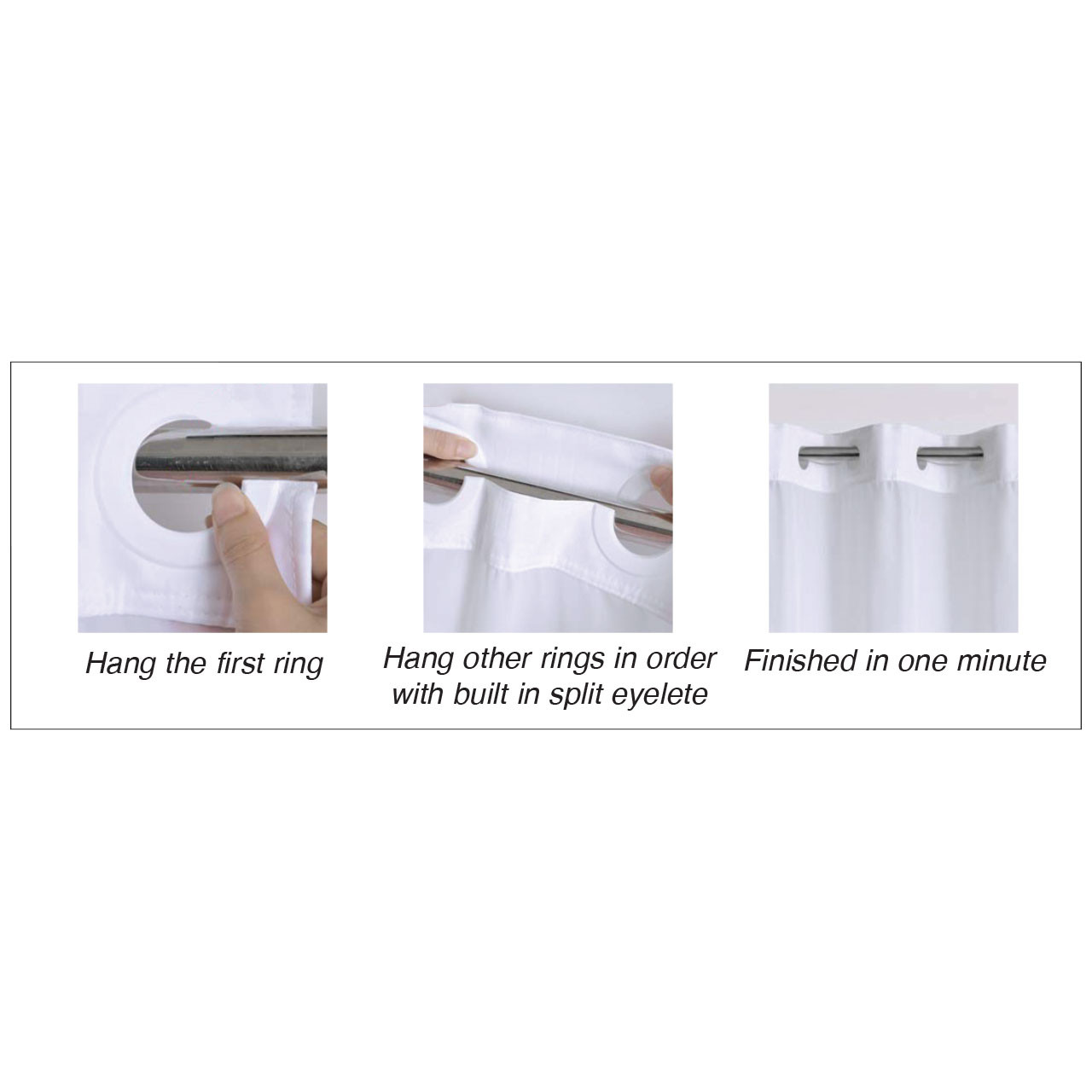 71" x 74" Pre-Hooked "Linen" Polyester Shower Curtain - 12/ctn. 3