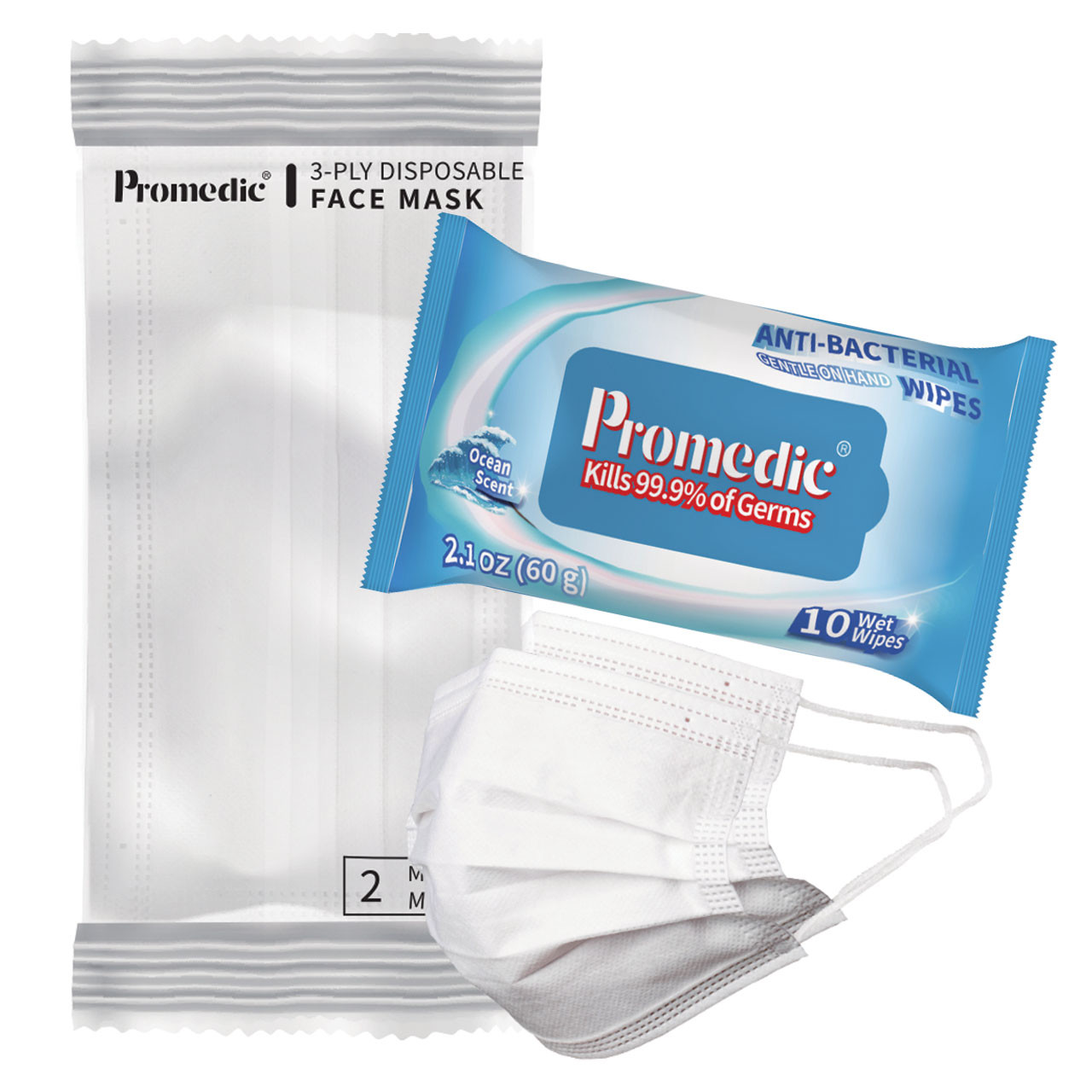 Promedic Hospitality Pack (Each Kit Contains: 2 Masks 10 Wipes)
