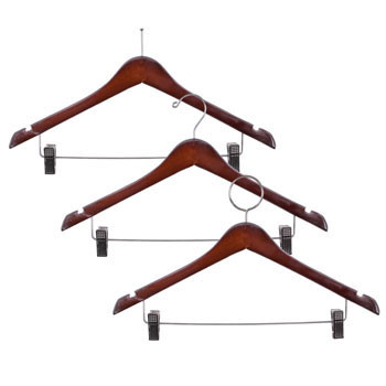 Walnut Contoured Hangers (Open Hook) - 100/cs 0