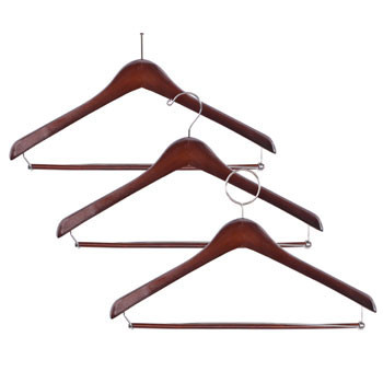 Walnut Contoured Hangers (Open Hook) - 100/cs 1