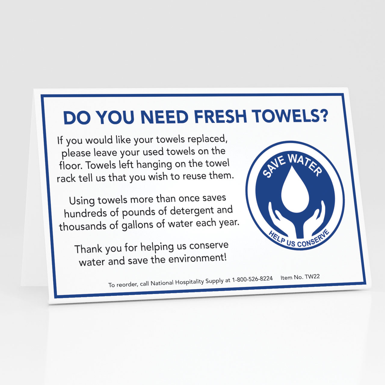 Fresh Towels? Table Tent Signs - 100/pk. 0