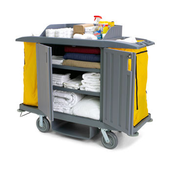 Deluxe Full-Size Housekeeping Cart w/ Doors