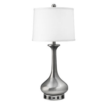 Teardrop Collection - 2-Light Nightstand Lamp w/ 2 Outlets & USB (29"H)
