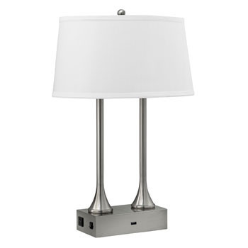 Teardrop Collection - 2-Light Desk Lamp with 2 Outlets & USB (27"H)