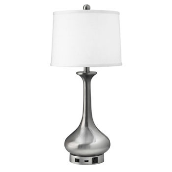 Teardrop Collection - 1 Light Nightstand Lamp with 1 Outlet & USB (29"H)