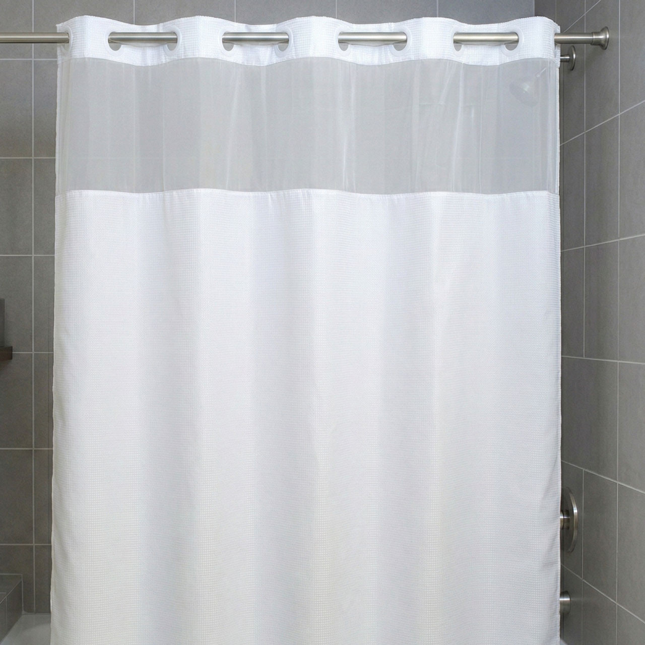71" x 74" Mini Waffle Poly Shower Curtain w/Window - 12/ctn.