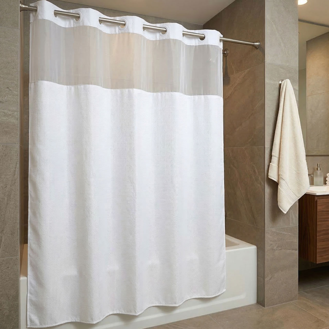 71" x 74" Mini Waffle Poly Shower Curtain w/Window - 12/ctn. 0