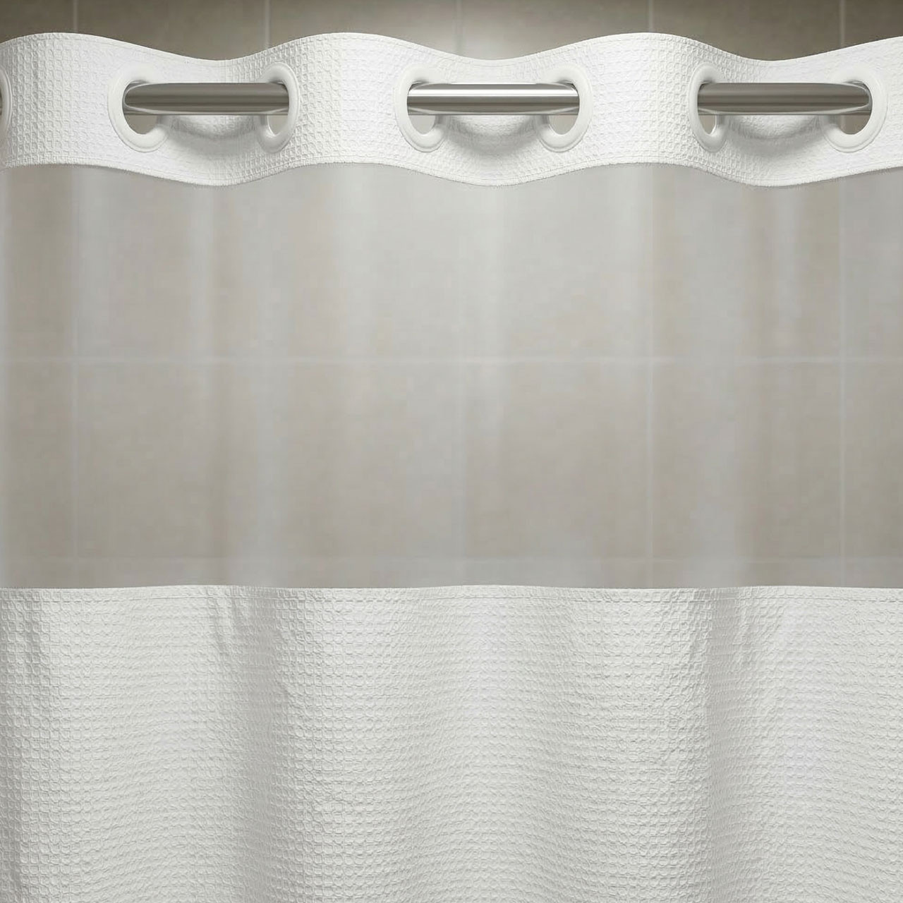 71" x 74" Mini Waffle Poly Shower Curtain w/Window - 12/ctn. 1