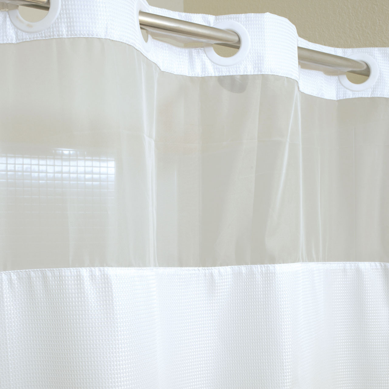 71" x 74" Mini Waffle Poly Shower Curtain w/Window - 12/ctn. 2