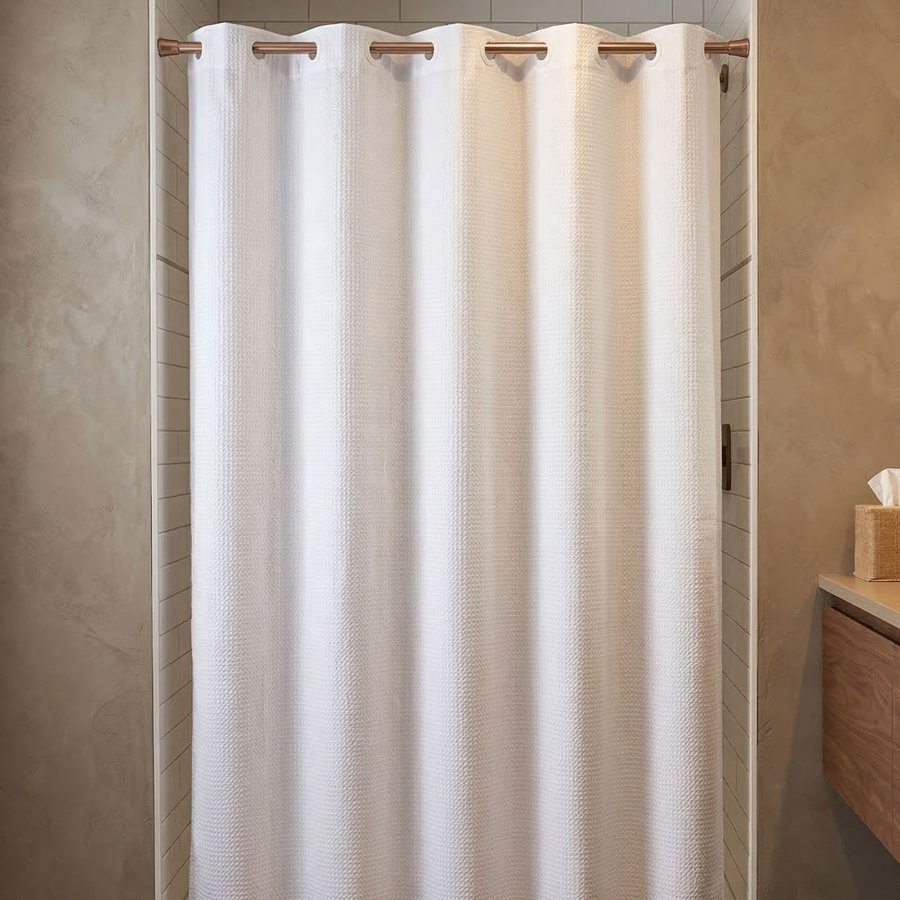 71" x 74" Mini Waffle Poly Shower Curtain - 12/ctn. 1