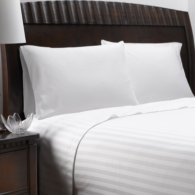 Striped White Woven Top Sheet - Full/Queen 96" x 114"